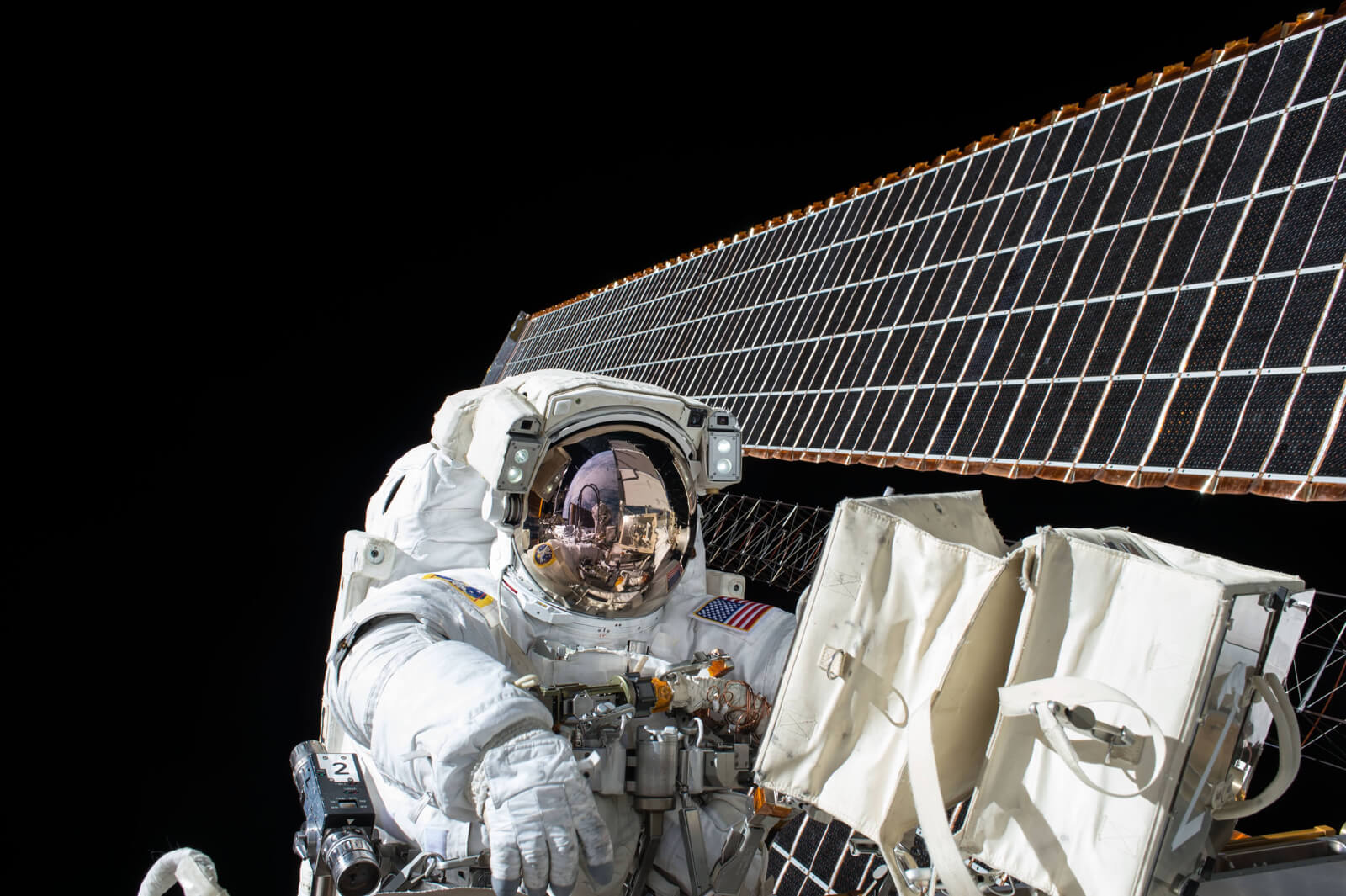 Astronaut and solar panels
